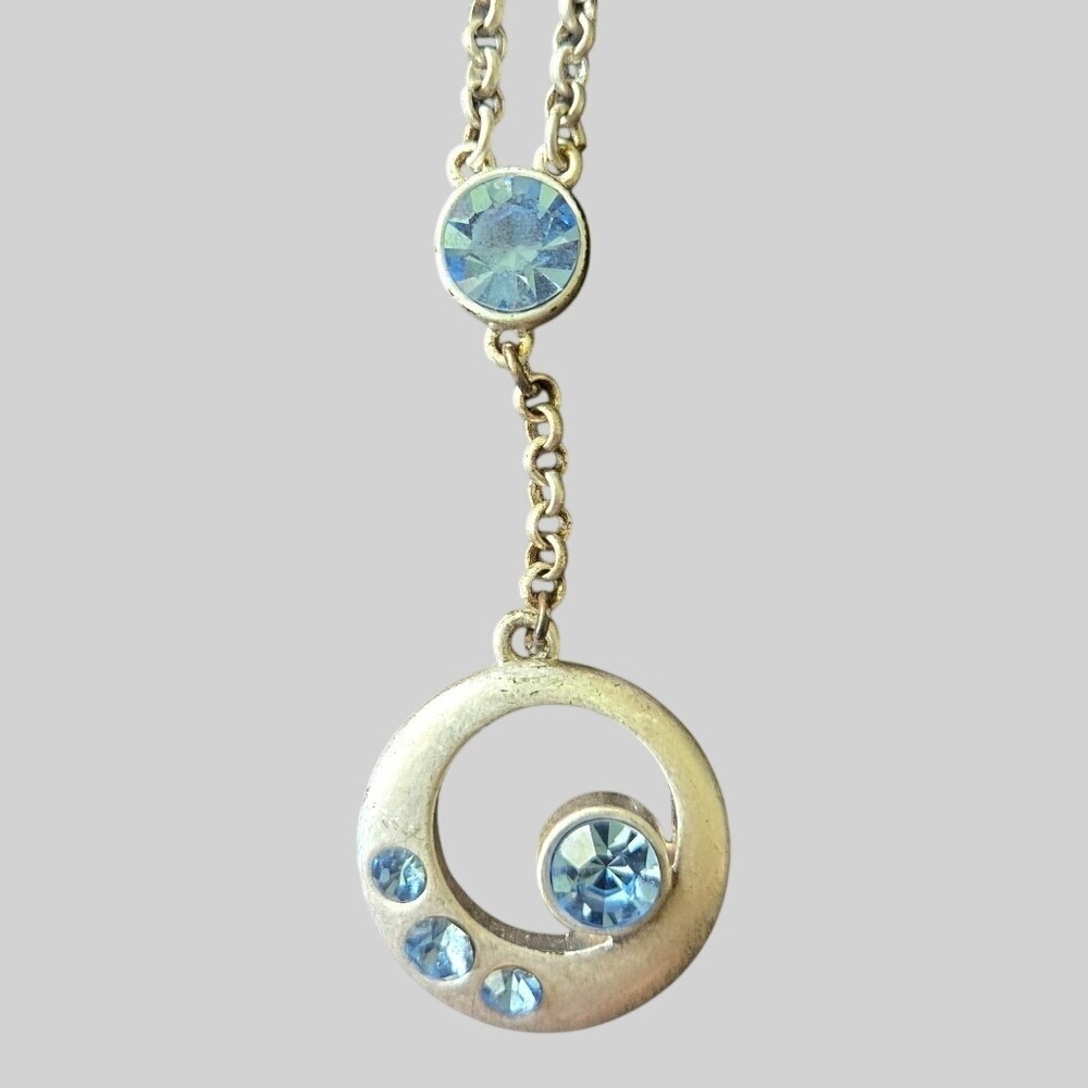 Lia Sophia Big Dipper Necklace 12" Silver Tone Light Blue Crystal Sparkle Icy